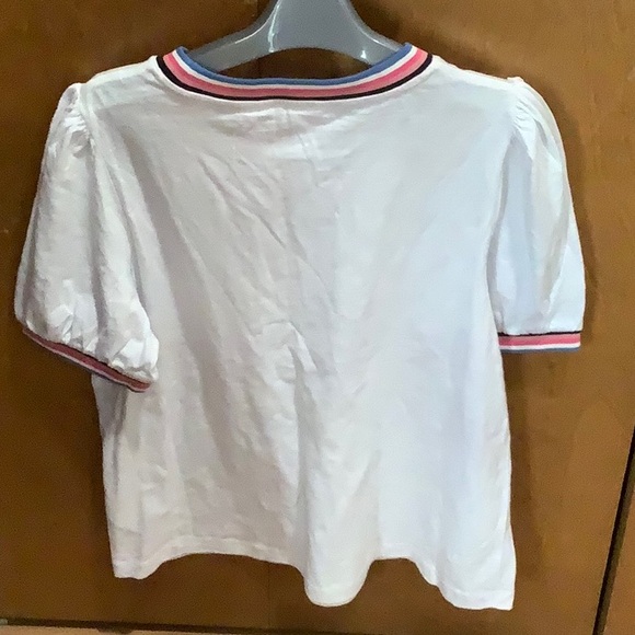 NWT Boden  Short Sleeve T-Shirt with multicolored trim on neck and sleeves - Picture 4 of 4